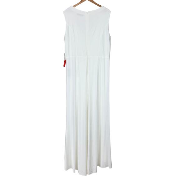 Mac Duggal NWT Draped Side Knot Jersey Gown Rhinestone Ring White Size 20 - Picture 4 of 11